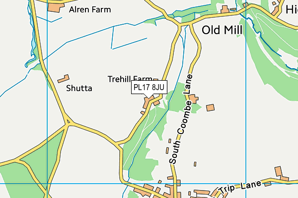 PL17 8JU map - OS VectorMap District (Ordnance Survey)