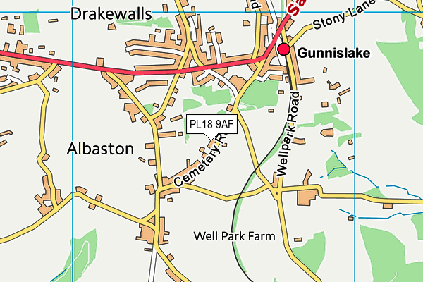 PL18 9AF map - OS VectorMap District (Ordnance Survey)