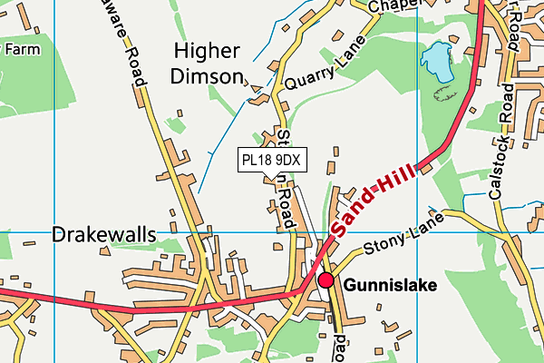 PL18 9DX map - OS VectorMap District (Ordnance Survey)