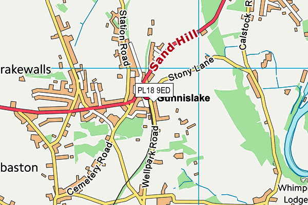 PL18 9ED map - OS VectorMap District (Ordnance Survey)