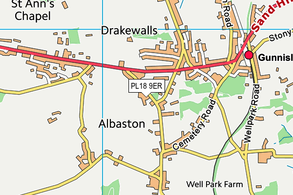 PL18 9ER map - OS VectorMap District (Ordnance Survey)