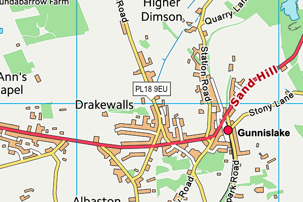 PL18 9EU map - OS VectorMap District (Ordnance Survey)