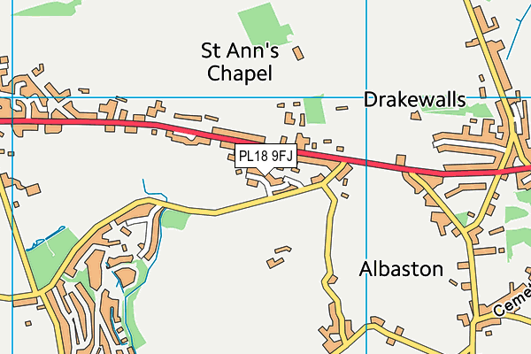 PL18 9FJ map - OS VectorMap District (Ordnance Survey)