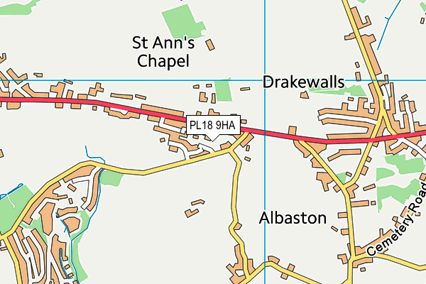 PL18 9HA map - OS VectorMap District (Ordnance Survey)