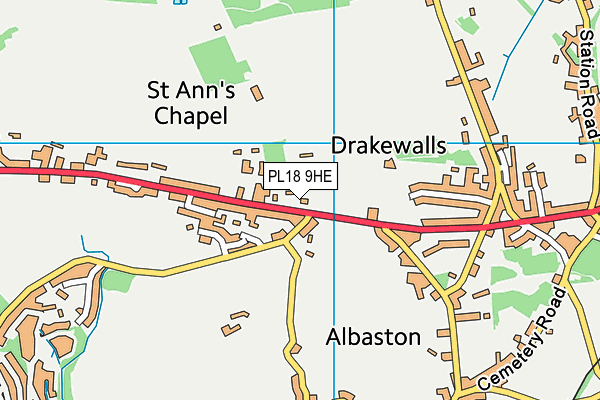 PL18 9HE map - OS VectorMap District (Ordnance Survey)