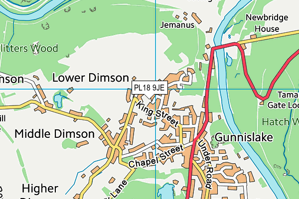 PL18 9JE map - OS VectorMap District (Ordnance Survey)