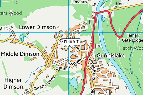 PL18 9JT map - OS VectorMap District (Ordnance Survey)