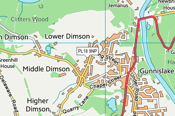 PL18 9NP map - OS VectorMap District (Ordnance Survey)