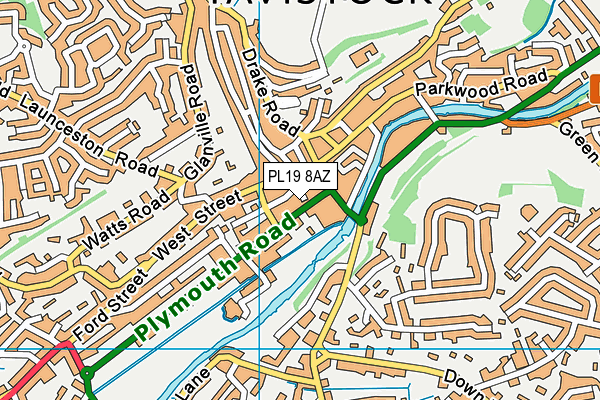 PL19 8AZ map - OS VectorMap District (Ordnance Survey)