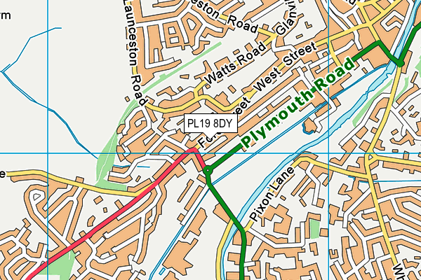 PL19 8DY map - OS VectorMap District (Ordnance Survey)