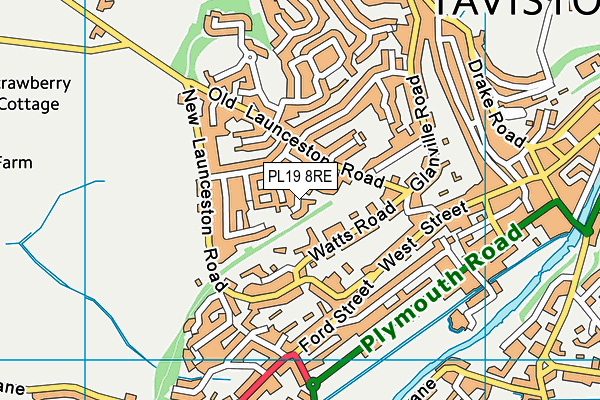 PL19 8RE map - OS VectorMap District (Ordnance Survey)
