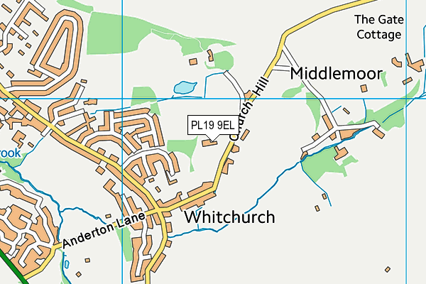 Whitchurch Wayfarers Cricket Club map (PL19 9EL) - OS VectorMap District (Ordnance Survey)