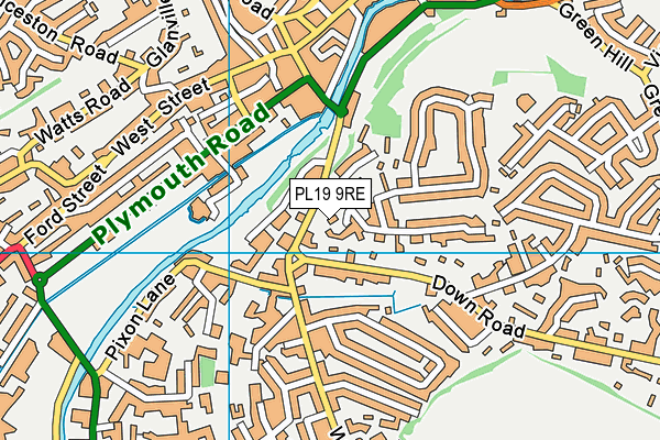 PL19 9RE map - OS VectorMap District (Ordnance Survey)