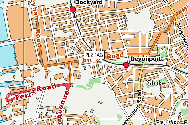 PL2 1AG map - OS VectorMap District (Ordnance Survey)