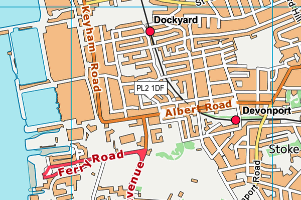 PL2 1DF map - OS VectorMap District (Ordnance Survey)