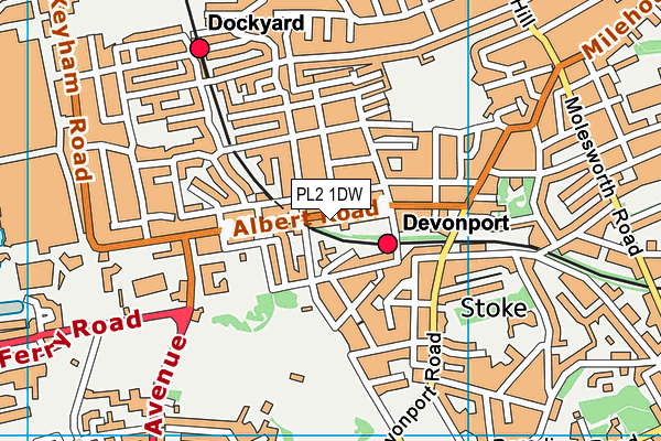 PL2 1DW map - OS VectorMap District (Ordnance Survey)