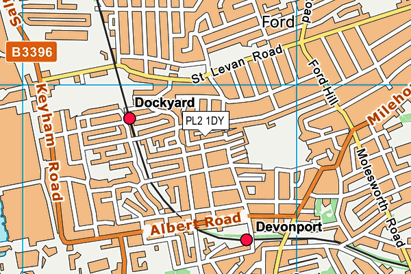 PL2 1DY map - OS VectorMap District (Ordnance Survey)