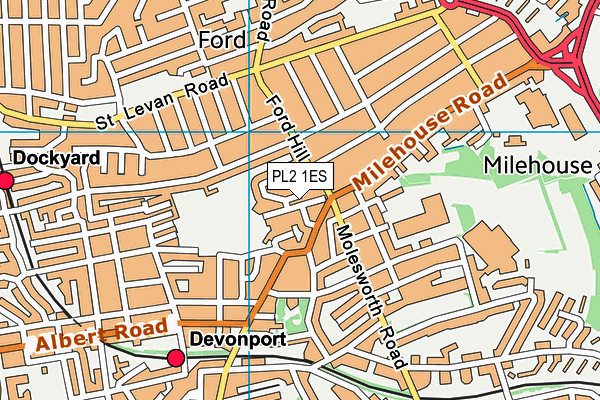 PL2 1ES map - OS VectorMap District (Ordnance Survey)