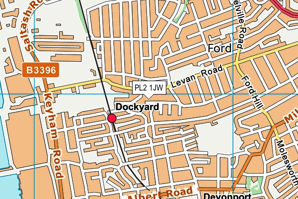 PL2 1JW map - OS VectorMap District (Ordnance Survey)
