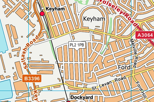 PL2 1PB map - OS VectorMap District (Ordnance Survey)
