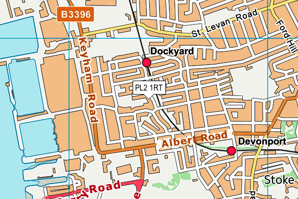 PL2 1RT map - OS VectorMap District (Ordnance Survey)