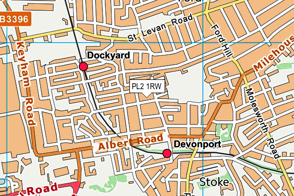 PL2 1RW map - OS VectorMap District (Ordnance Survey)