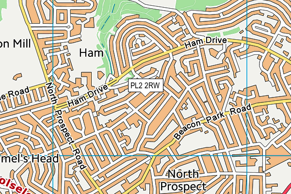 PL2 2RW map - OS VectorMap District (Ordnance Survey)