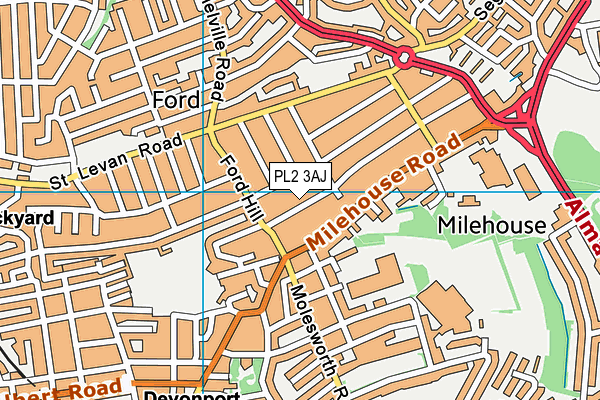 PL2 3AJ map - OS VectorMap District (Ordnance Survey)