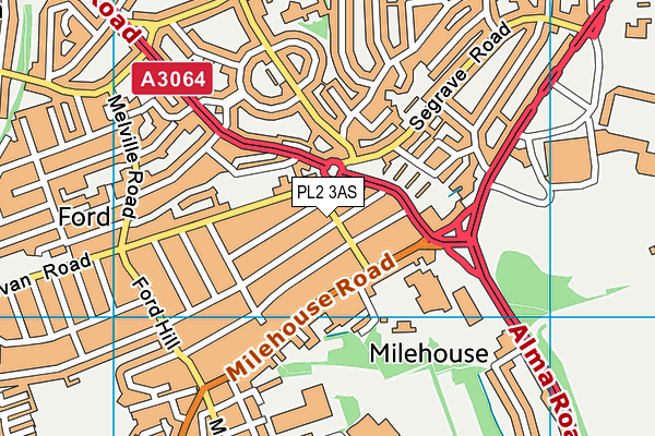 PL2 3AS map - OS VectorMap District (Ordnance Survey)