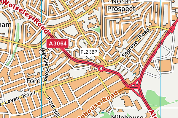 PL2 3BP map - OS VectorMap District (Ordnance Survey)