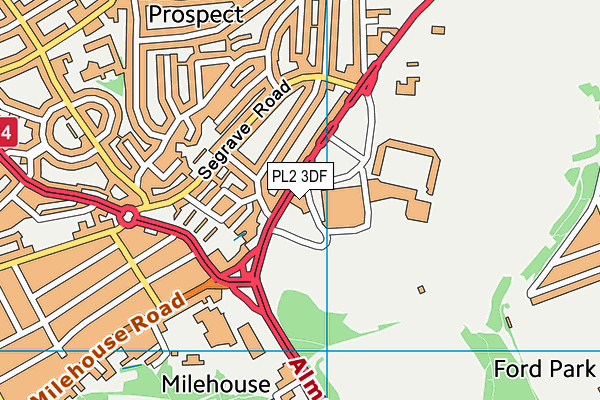 PL2 3DF map - OS VectorMap District (Ordnance Survey)