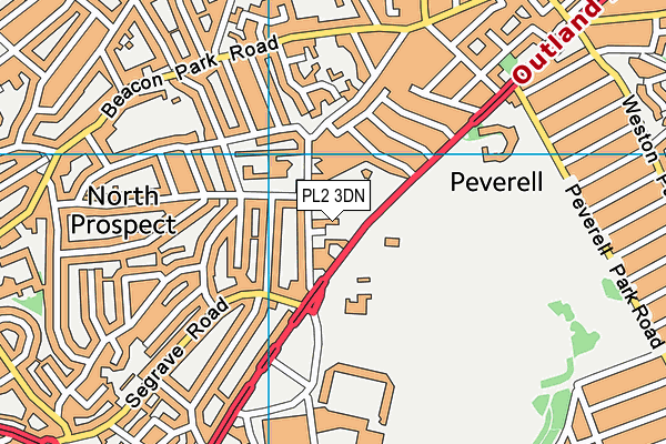 PL2 3DN map - OS VectorMap District (Ordnance Survey)