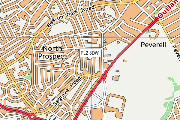 PL2 3DW map - OS VectorMap District (Ordnance Survey)