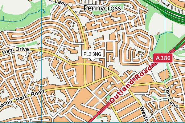 PL2 3NG map - OS VectorMap District (Ordnance Survey)