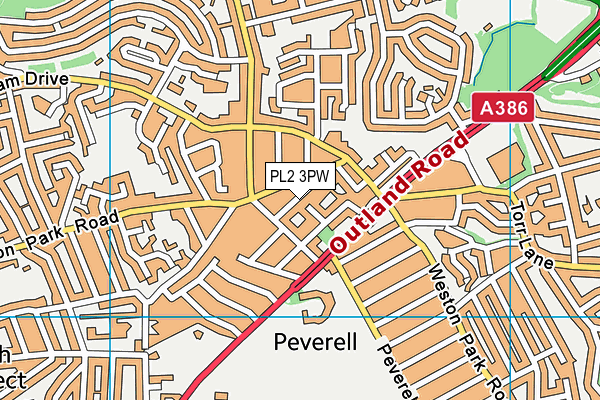 PL2 3PW map - OS VectorMap District (Ordnance Survey)