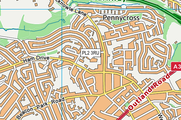 PL2 3RU map - OS VectorMap District (Ordnance Survey)