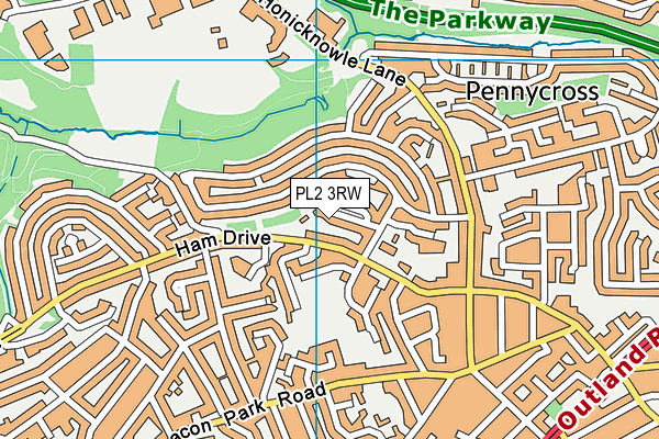 PL2 3RW map - OS VectorMap District (Ordnance Survey)