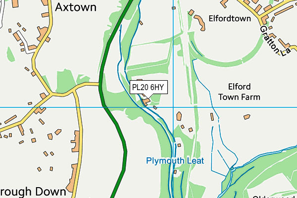 Yelverton Bohemian Cricket Club map (PL20 6HY) - OS VectorMap District (Ordnance Survey)