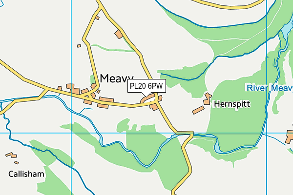 PL20 6PW map - OS VectorMap District (Ordnance Survey)