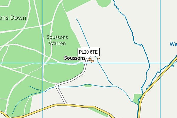 PL20 6TE map - OS VectorMap District (Ordnance Survey)