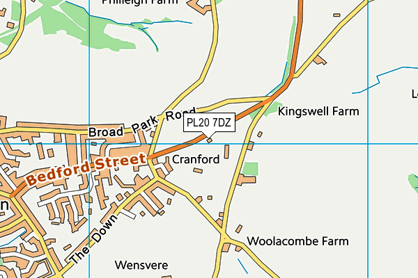 PL20 7DZ map - OS VectorMap District (Ordnance Survey)