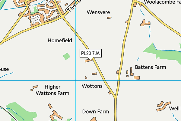 PL20 7JA map - OS VectorMap District (Ordnance Survey)