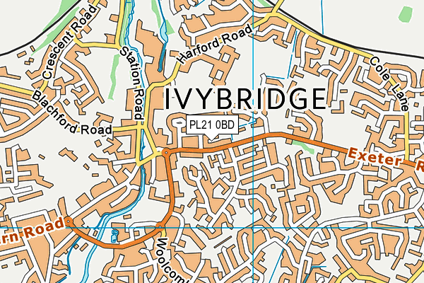 Ivybridge Rugby Football Club map (PL21 0BD) - OS VectorMap District (Ordnance Survey)