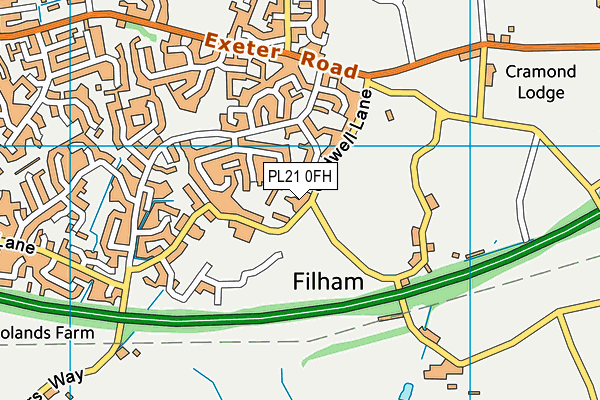 PL21 0FH map - OS VectorMap District (Ordnance Survey)