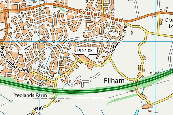 PL21 0FT map - OS VectorMap District (Ordnance Survey)