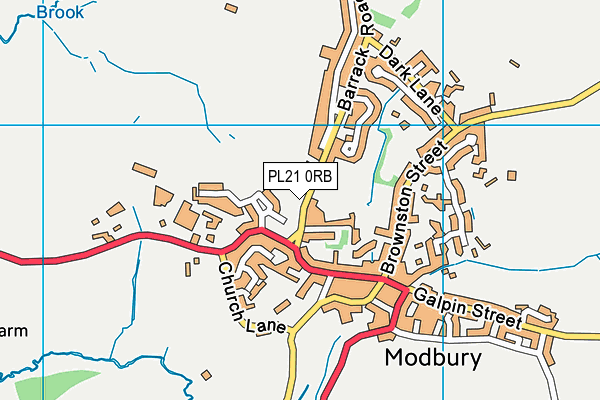 Modbury Primary School map (PL21 0RB) - OS VectorMap District (Ordnance Survey)