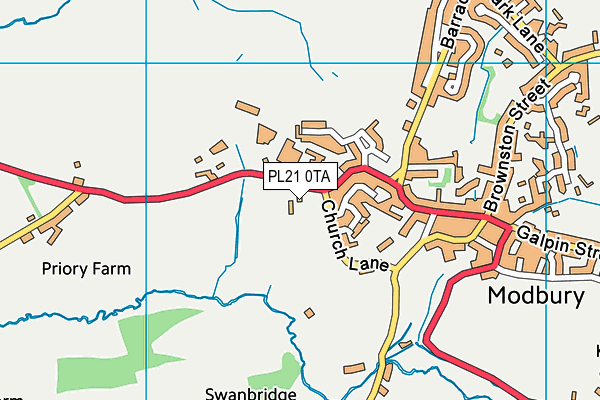 PL21 0TA map - OS VectorMap District (Ordnance Survey)