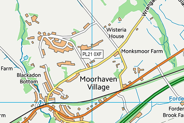 PL21 0XF map - OS VectorMap District (Ordnance Survey)