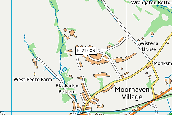 PL21 0XN map - OS VectorMap District (Ordnance Survey)