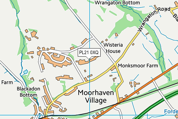 PL21 0XQ map - OS VectorMap District (Ordnance Survey)